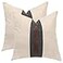 BOYSUM Set of 2 Leather Throw Pillow Covers Cotton Linen Decor Patchwork Pillow Cover Faux Leather Pillows Cover for Couch Sofa Living Room BedroomBeige 20x20