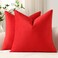 DEZENE Throw Pillow Covers 22x22 Christmas Red Pack of 2 Cozy Soft Velvet Square Modern Luxury Decorative Throw Pillow Cases for Sofa Couch Living Room Bed Home Decor