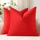 DEZENE Throw Pillow Covers 22x22 Christmas Red Pack of 2 Cozy Soft Velvet Square Modern Luxury Decorative Throw Pillow Cases for Sofa Couch Living Room Bed Home Decor