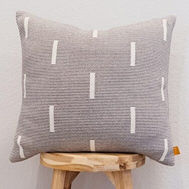 Lumi Living 100 Cotton Knitted Soft Modern Geometric Dash Lines Throw Pillow Cover Black Cream 18 x 18