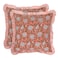 Ridhi Block Print Dark Salmon Pink Throw Pillow Cover 20 x 20 Pack of 2 Decorative Cushion Covers with Ruffle for Couch Sofa Bed Living Room Home Decor Gift for Spring Easter Valentine