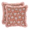Ridhi Block Print Dark Salmon Pink Throw Pillow Cover 20 x 20 Pack of 2 Decorative Cushion Covers with Ruffle for Couch Sofa Bed Living Room Home Decor Gift for Spring Easter Valentine