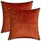 Rythome Set of 2 Comfortable Velvet Throw Pillow Cases Decorative Solid Cushion Covers for Sofa Couch and Bed 20x20 Rust