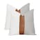 Vfuty Set of 2 Decorative Light Grey and White Throw Pillow Covers 18x18 Rustic Cotton Sofa PillowcaseModern Faux Leather Pillow Case for Living Room Couch Bed Farmhouse Boho Home Decor