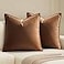 MIULEE Brown Velvet Throw Pillow Covers 26x26 Soft Decorative Solid Square Euro Sham Cushion Cases Pack of 2 Modern Luxury Home Decor for Couch Sofa Bedroom