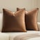 MIULEE Brown Velvet Throw Pillow Covers 26x26 Soft Decorative Solid Square Euro Sham Cushion Cases Pack of 2 Modern Luxury Home Decor for Couch Sofa Bedroom