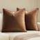 MIULEE Brown Velvet Throw Pillow Covers 26x26 Soft Decorative Solid Square Euro Sham Cushion Cases Pack of 2 Modern Luxury Home Decor for Couch Sofa Bedroom
