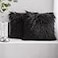 Phantoscope Pack of 2 Faux Fur Solid Throw Decorative Pillow Cover Cushion Covers Luxury Soft Halloween Decorative Pillowcase Fuzzy Pillow Covers for BedCouch Black 18 x 18 Inches