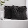 Phantoscope Pack of 2 Faux Fur Solid Throw Decorative Pillow Cover Cushion Covers Luxury Soft Halloween Decorative Pillowcase Fuzzy Pillow Covers for BedCouch Black 18 x 18 Inches