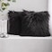 Phantoscope Pack of 2 Faux Fur Solid Throw Decorative Pillow Cover Cushion Covers Luxury Soft Halloween Decorative Pillowcase Fuzzy Pillow Covers for BedCouch Black 18 x 18 Inches