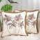 Tosleo Embroidered Throw Pillow Covers 18x18 Pack of 2 with Flax Fringe Brown Coconut Tree Pillow Covers OceanThemed Boho Beach Pillow Cushion Cases Farmhouse Decor Square Pillowcase for Summer