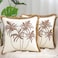 Tosleo Embroidered Throw Pillow Covers 18x18 Pack of 2 with Flax Fringe Brown Coconut Tree Pillow Covers OceanThemed Boho Beach Pillow Cushion Cases Farmhouse Decor Square Pillowcase for Summer