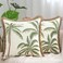 Tosleo Embroidered Throw Pillow Covers 18x18 Pack of 2 with Flax Fringe Green Palm Tree Pillow Covers OceanThemed Boho Beach Pillow Cushion Cases Farmhouse Decor Square Pillowcase for Spring Summer