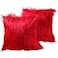 Hodeco Faux Fur Throw Pillow Covers 18x18 Inch Home Decor Luxury Long Fur Mongolian Soft Square Cushion Cover 100 Polyester Floor Pillowcase for Couch 45x45cm Bright Red 2 Pieces