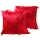 Hodeco Faux Fur Throw Pillow Covers 18x18 Inch Home Decor Luxury Long Fur Mongolian Soft Square Cushion Cover 100 Polyester Floor Pillowcase for Couch 45x45cm Bright Red 2 Pieces