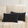 Fancy Homi 2 Packs Black Decorative Throw Pillow Covers 12x20 Inch for Living Room Couch Bed Sofa Rustic Farmhouse Boho Home Decor Soft Striped Corduroy Square Cushion Case 30x50 cm