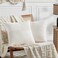 Fancy Homi 2 Packs Cream White Decorative Throw Pillow Covers 16x16 Inch for Living Room Couch Bed Sofa Rustic Farmhouse Boho Home Decor Soft Corss Patchwork Corduroy Textured Cushion Case 40x40 cm