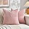 Fancy Homi 2 Packs Blush Pink Decorative Throw Pillow Covers 16x16 Inch for Living Room Couch Bed Rustic Farmhouse Boho Home Decor Soft Corss Patchwork Corduroy Textured Square Cushion Case 40x40 cm