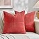 Fancy Homi 2 Packs Red Decorative Throw Pillow Covers 20x20 Inch for Living Room Couch Bed Sofa Holiday Christmas Home Decor Gift Soft Corss Corduroy Patchwork Accent Square Cushion Case 50x50 cm