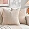Fancy Homi 2 Packs Tan Samll Decorative Throw Pillow Covers 14x14 Inch with for Couch Bed Sofa Rustic Farmhouse Boho Home Decor Soft Corss Patchwork Corduroy Square Beige Cushion Case 35x35 cm