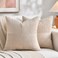 Fancy Homi 2 Packs Tan Samll Decorative Throw Pillow Covers 14x14 Inch with for Couch Bed Sofa Rustic Farmhouse Boho Home Decor Soft Corss Patchwork Corduroy Square Beige Cushion Case 35x35 cm