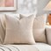 Fancy Homi 2 Packs Tan Samll Decorative Throw Pillow Covers 14x14 Inch with for Couch Bed Sofa Rustic Farmhouse Boho Home Decor Soft Corss Patchwork Corduroy Square Beige Cushion Case 35x35 cm