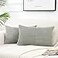Fancy Homi 2 Packs Grey Lumbar Decorative Throw Pillow Covers 14x24 Inch for Living Room Couch Bed Sofa Rustic Farmhouse Boho Home Decor Soft Striped Corduroy Rectangle Accent Cushion Case 35x60 cm