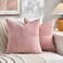Fancy Homi 2 Packs Blush Pink Samll Decorative Throw Pillow Covers 14x14 Inch with for Couch Bed Sofa Rustic Farmhouse Boho Home Decor Soft Corss Patchwork Corduroy Square Cushion Case 35x35 cm