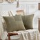 Fancy Homi 2 Packs Olive Green Decorative Throw Pillow Covers 18x18 Inch for Living Room Couch Bed Sofa Rustic Farmhouse Boho Home Decor Soft Corss Corduroy Patchwork Textured Cushion Case 45x45 cm