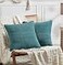 Fancy Homi 2 Packs Teal Decorative Throw Pillow Covers 16x16 Inch for Living Room Couch Bed Sofa Rustic Farmhouse Boho Home Decor Soft Corss Patchwork Corduroy Textured Square Cushion Case 40x40 cm
