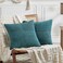 Fancy Homi 2 Packs Teal Decorative Throw Pillow Covers 16x16 Inch for Living Room Couch Bed Sofa Rustic Farmhouse Boho Home Decor Soft Corss Patchwork Corduroy Textured Square Cushion Case 40x40 cm