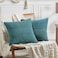 Fancy Homi 2 Packs Teal Decorative Throw Pillow Covers 16x16 Inch for Living Room Couch Bed Sofa Rustic Farmhouse Boho Home Decor Soft Corss Patchwork Corduroy Textured Square Cushion Case 40x40 cm