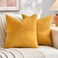 Fancy Homi 2 Packs Sunflower Yellow Spring Decorative Throw Pillow Covers 18x18 Inch for Living Room Couch Bed Sofa Gold Yellow Home Decor Soft Corss Corduroy Patchwork Textured Cushion Case 45x45cm