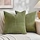 Fancy Homi 2 Packs Moss Green Decorative Throw Pillow Covers 18x18 Inch for Living Room Couch Bed Sofa Farmhouse Boho Home Decor Soft Corss Corduroy Patchwork Textured Square Cushion Case 45x45 cm