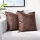 Yaertun Set of 2 Faux Leather Decorative Throw Pillow Covers Modern Solid Outdoor Cushion Cases Luxury Pillowcases for Couch Sofa Bed 16x16 Inches Dark Brown
