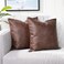 Yaertun Set of 2 Faux Leather Decorative Throw Pillow Covers Modern Solid Outdoor Cushion Cases Luxury Pillowcases for Couch Sofa Bed 16x16 Inches Dark Brown