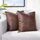 Yaertun Set of 2 Faux Leather Decorative Throw Pillow Covers Modern Solid Outdoor Cushion Cases Luxury Pillowcases for Couch Sofa Bed 16x16 Inches Dark Brown