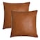 Tosewever Faux Leather Throw Pillow Covers 20 x 20 inch Set of 2 Luxury Cognac Brown Modern Pillowcases Solid Decorative Square Cushion Cases for Bedroom Living Room Couch Bed Sofa Brown 20 x 20