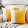 Fancy Homi 2 Packs Yellow Decorative Throw Pillow Covers 18x18 Inch for Living Room Couch Bed Yellow and White Velvet Patchwork with Gold Leather Luxury Modern Accent Square Cushion Case 45x45 cm