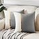 Fancy Homi 2 Packs Grey Decorative Throw Pillow Covers 18x18 Inch for Living Room Couch Bed Velvet Patchwork with Gold Leather Luxury Modern Farmhouse Home Decor Accent Cushion Case 45x45 cm