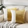 Fancy Homi 2 Packs Gold Decorative Throw Pillow Covers 16x16 Inch for Living Room Couch Bed Gold and White Velvet Patchwork with Gold Leather Luxury Home Decor Square Cushion Case 40x40 cm