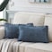 Fancy Homi Pack of 2 Dusty Blue Decorative Throw Pillow Covers 12x20 Inch with Pompoms for Living Room Couch Bedroom Soft Corduroy Solid Lumbar Cushion Case 30x50 cm Rustic Farmhouse Home Decor