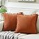 Fancy Homi Pack of 2 Rust Fall Decorative Throw Pillow Covers 16x16 Inch with Pompoms for Living Room Couch Bedroom Soft Corduroy Terracotta Solid Square Cushion Case 40x40 cm Boho Home Decor