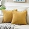 Fancy Homi Pack of 2 Mustard Yellow Decorative Throw Pillow Covers 16x16 Inch with Pompoms for Living Room Couch Bedroom Soft Corduroy Fall Solid Square Cushion Case 40x40 cm Boho Home Decor