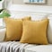 Fancy Homi Pack of 2 Mustard Yellow Decorative Throw Pillow Covers 16x16 Inch with Pompoms for Living Room Couch Bedroom Soft Corduroy Fall Solid Square Cushion Case 40x40 cm Boho Home Decor