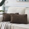 Fancy Homi 2 Pack Dark Brown Lumbar Decorative Throw Pillow Covers 12x20 Inch with Pompoms for Couch Bedroom Soft Corduroy Solid Rectangle Cushion Case 30x50 cm Farmhouse Boho Home Decor