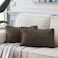 Fancy Homi 2 Pack Dark Brown Lumbar Decorative Throw Pillow Covers 12x20 Inch with Pompoms for Couch Bedroom Soft Corduroy Solid Rectangle Cushion Case 30x50 cm Farmhouse Boho Home Decor