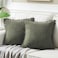 Fancy Homi Pack of 2 Olive Green Decorative Throw Pillow Covers 16x16 Inch with Pompoms for Couch Bed Bedroom Soft Corduroy Solid Square Cushion Case 40x40 cm Farmhouse Boho Home Decor