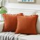 Fancy Homi Pack of 2 Burnt Orange Decorative Throw Pillow Covers 16x16 Inch with Pompoms for Couch Bed Bedroom Soft Corduroy Solid Square Cushion Case 40x40 cm Farmhouse Boho Fall Home Decor