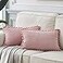Fancy Homi Pack of 2 Boho Rectangle Decorative Throw Pillow Covers with Pompoms Soft Corduroy Accent Solid Cushion Case Set for Couch Sofa Bedroom Car Living Room 12x20 Inch30x50 cm Blush Pink